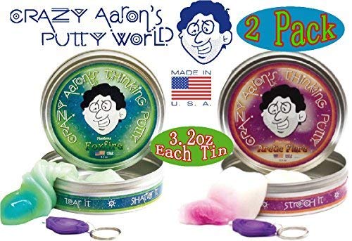 Crazy Aaron's Thinking Putty Phantoms (UV Reactive) Foxfire & Arctic Flare with Blacklight Keychains Gift Set Bundle - 2 Pack Model: